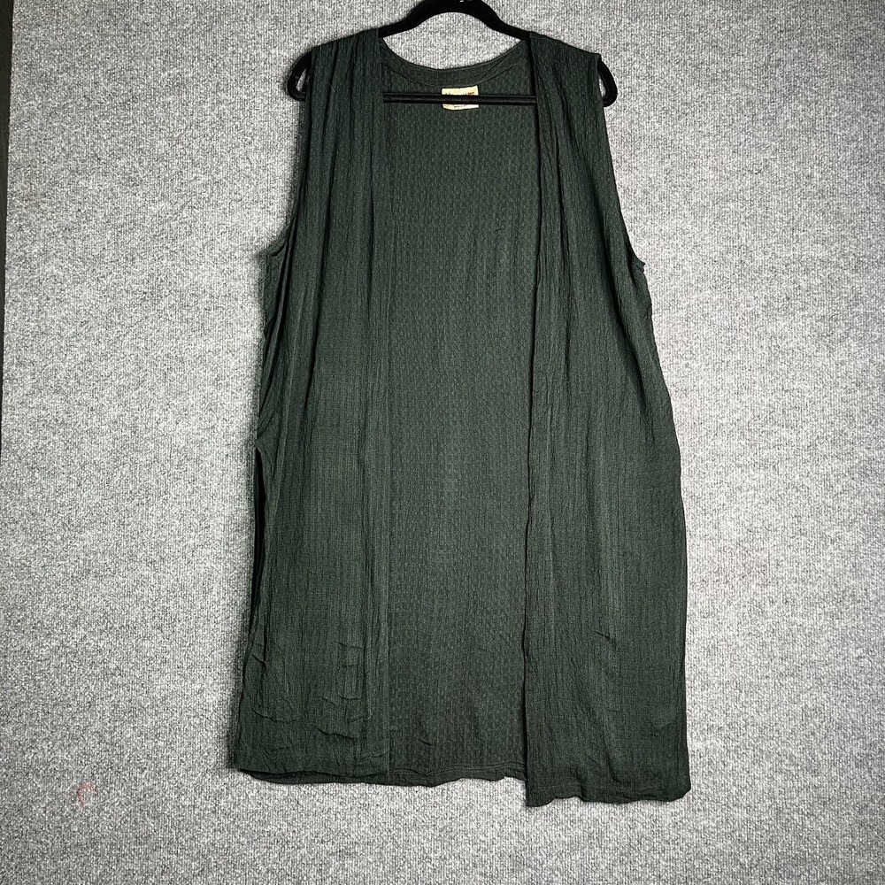 A Touch Of Class Open Front Vest‎ Cardigan Long Sleeveless Green Boho One Size